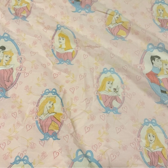 Vintage Disney Sleeping Beauty Princess Pink Flat Bed Sheet - Picture 13 of 16